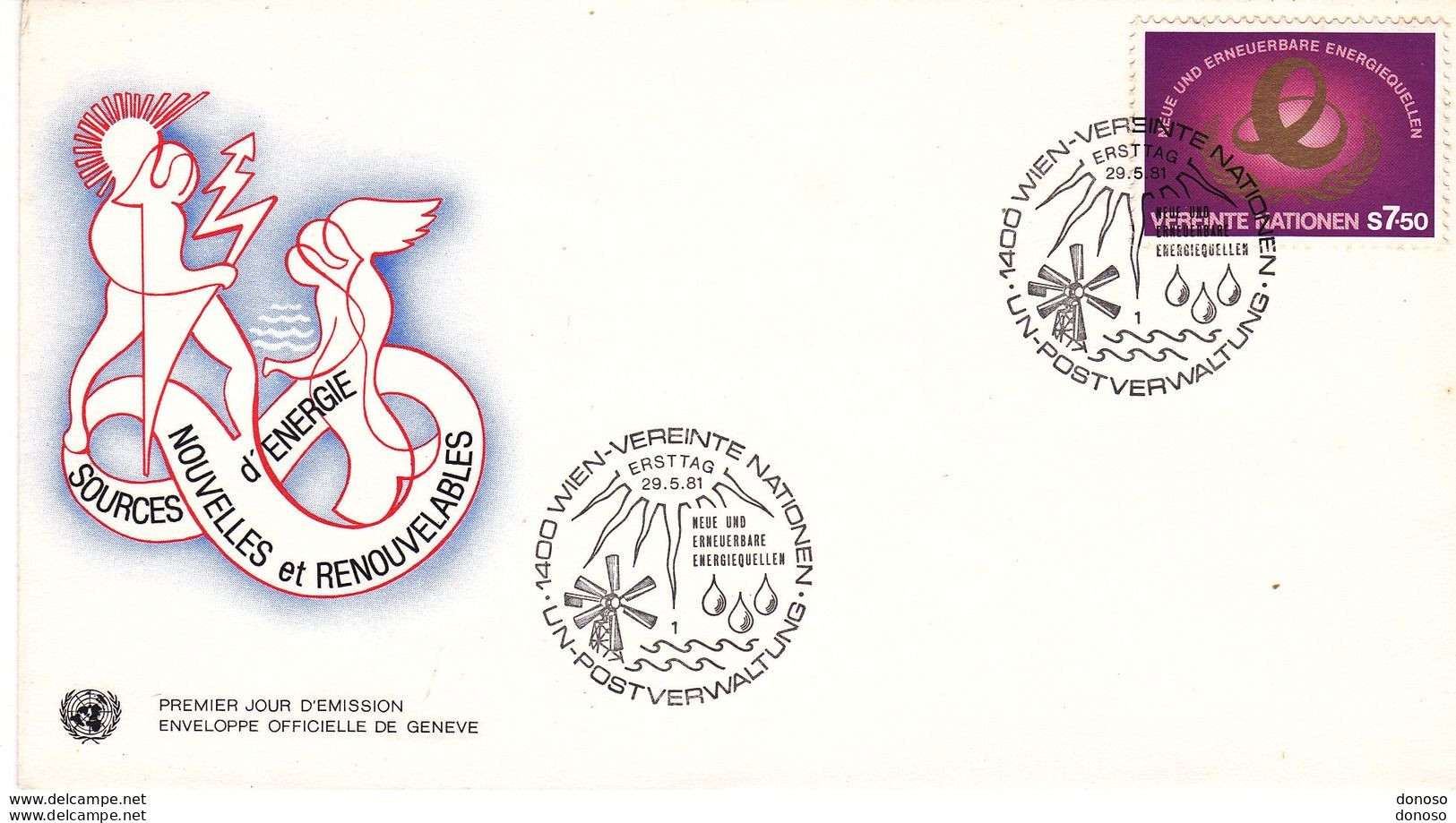 NATIONS UNIES 1981 FDC ENERGIE Yvert 20, Michel 20 - FDC