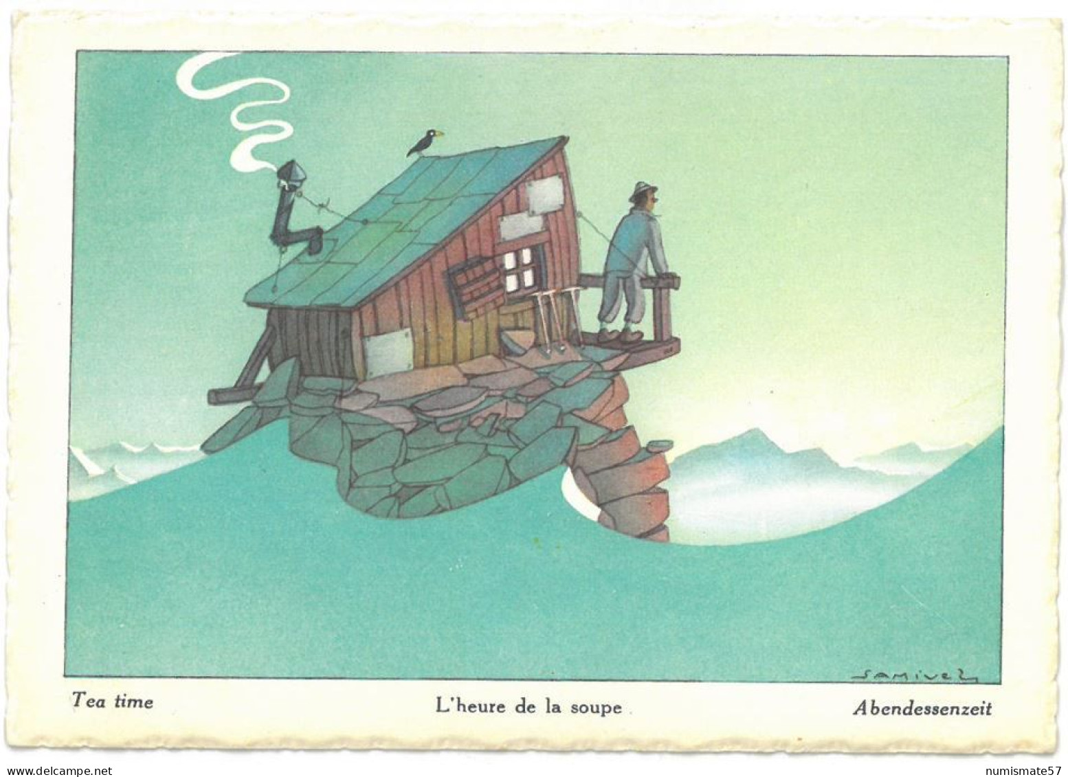 CPSM Illustrateur SAMIVEL - L'heure De La Soupe - Tea Time - Abendessenzeit - Ed. JANSOL - ( Alpinisme ) - Samivel