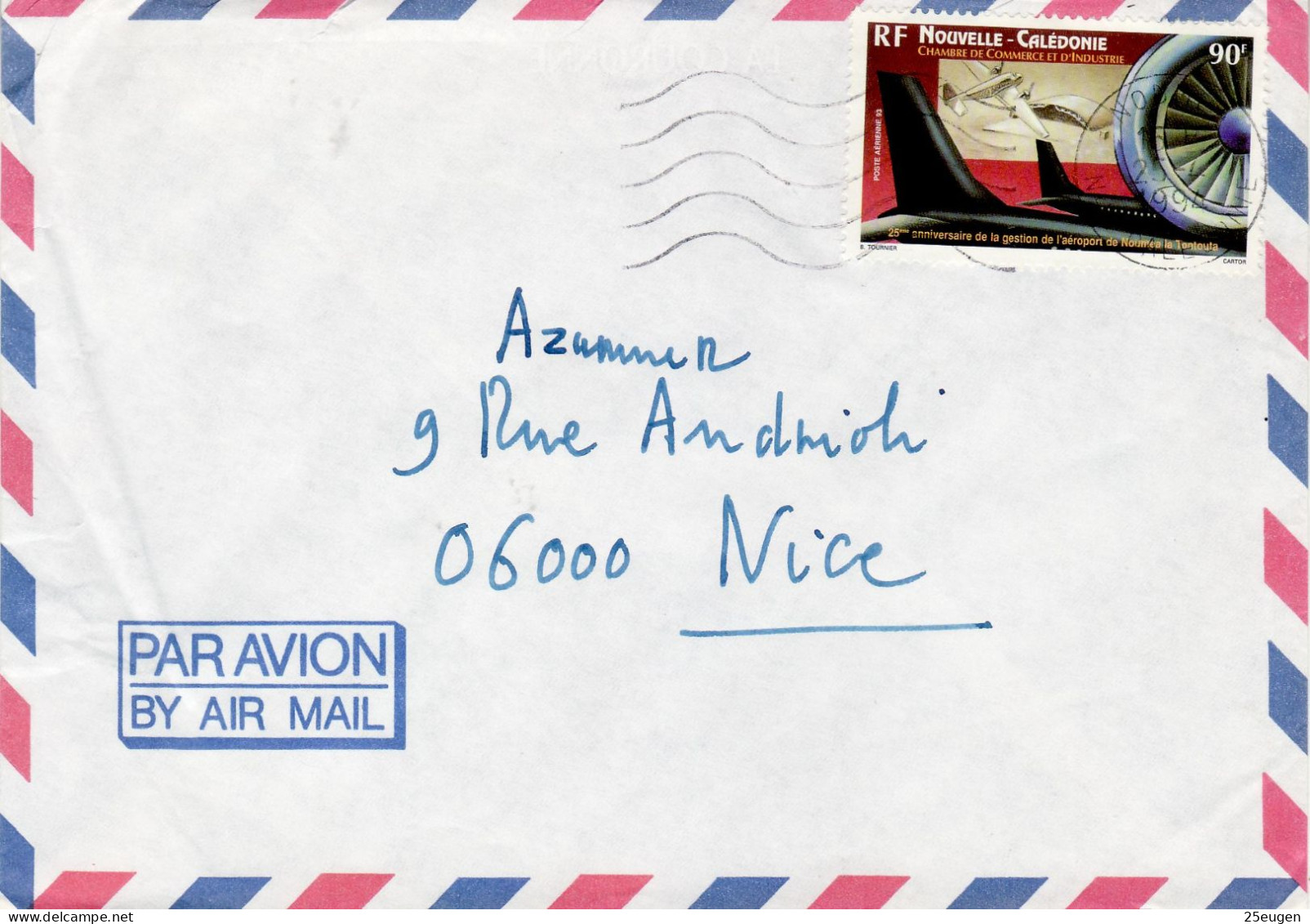 NEW CALEDONIA 1994 AIRMAIL LETTER SENT FROM NOUMEA TO NICE - Lettres & Documents