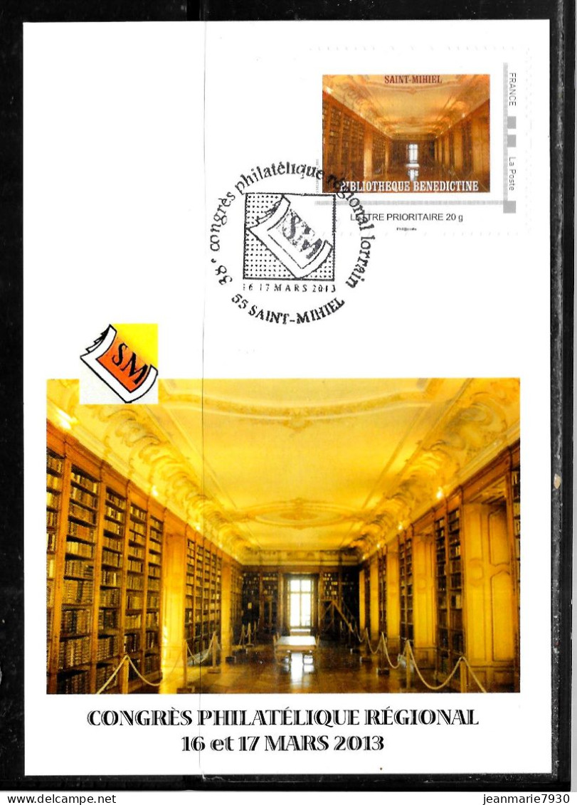 J50 - MONTIMBREAMOI - CP DE SAINT MIHIEL DU 16 Et 17 MARS 2013 - BIBLIOTHEQUE BENEDICTINE - Storia Postale