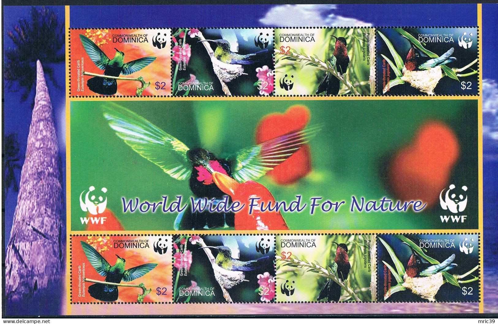 Bloc Sheet Oiseaux Colibris Birds Hummingbirds  Neuf  MNH ** Dominica 2005 - Colibris