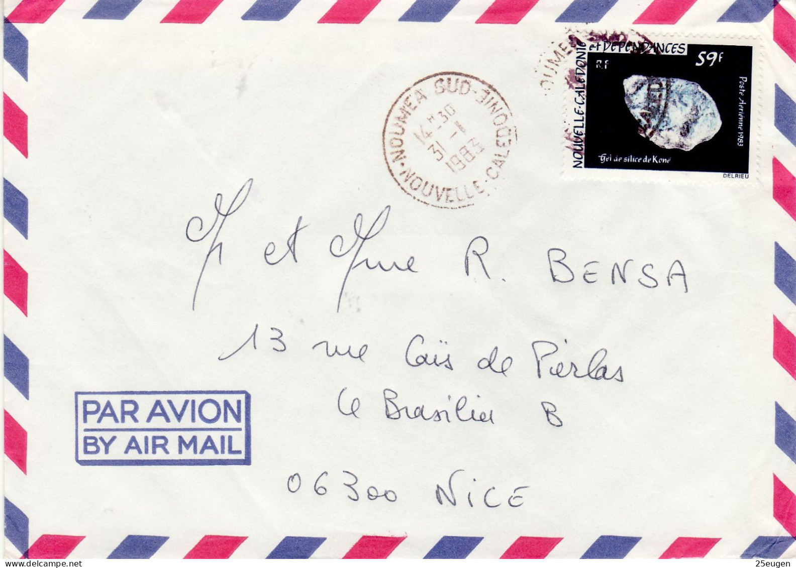 NEW CALEDONIA 1983 AIRMAIL LETTER SENT FROM NOUMEA TO NICE - Lettres & Documents