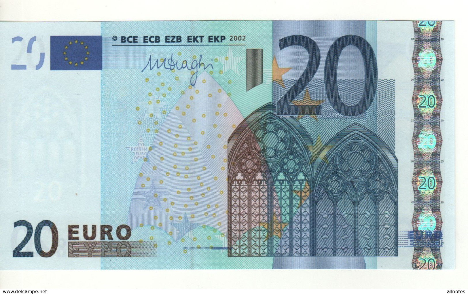 20 EURO  "P"  OLANDA     Firma  DRAGHI       R 019 H4   /  FDS - UNC - 20 Euro