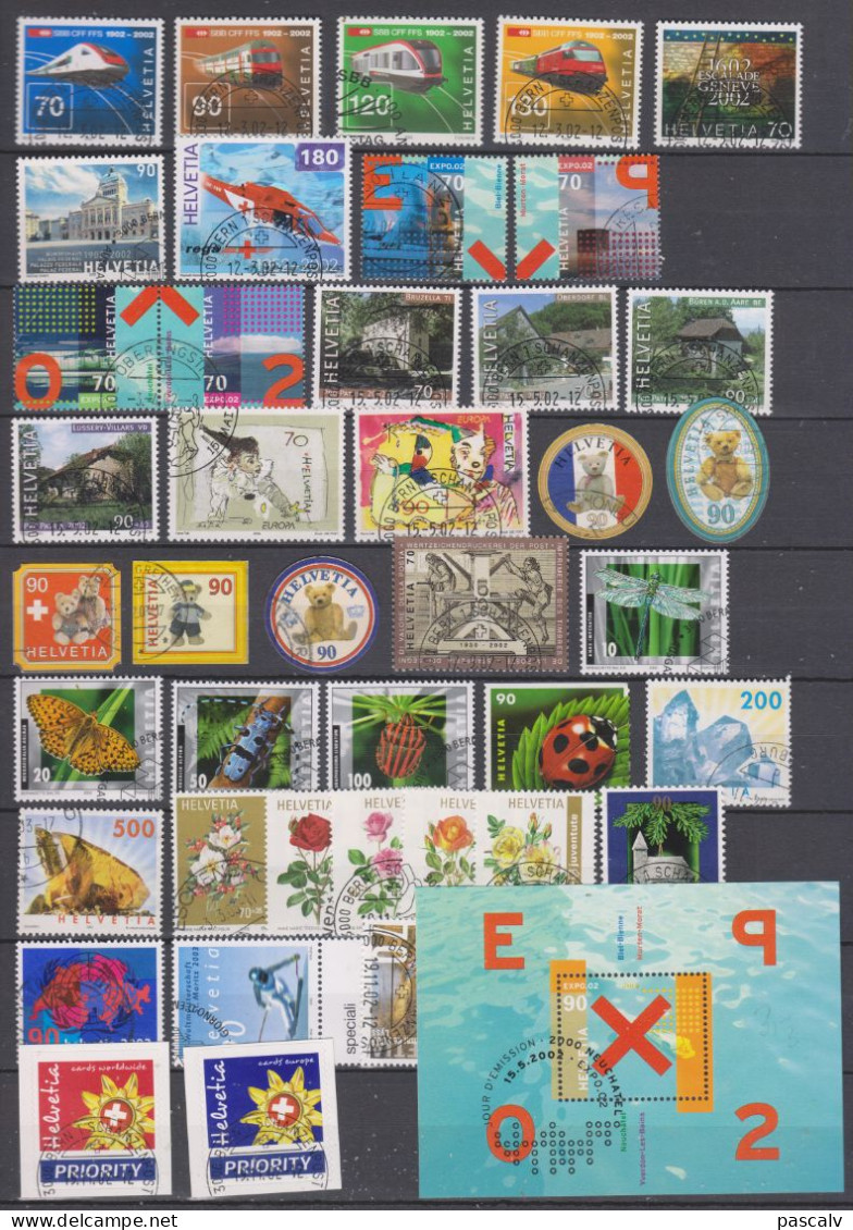 Année 2002 Complète Oblitérée 41 Valeurs + 1 Bloc - Used Stamps