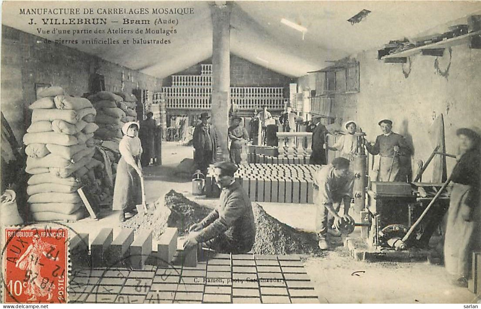 11 , BRAM , Manufacture De Carrelages Mosaïque , J Villebrun , *  470 40 - Bram