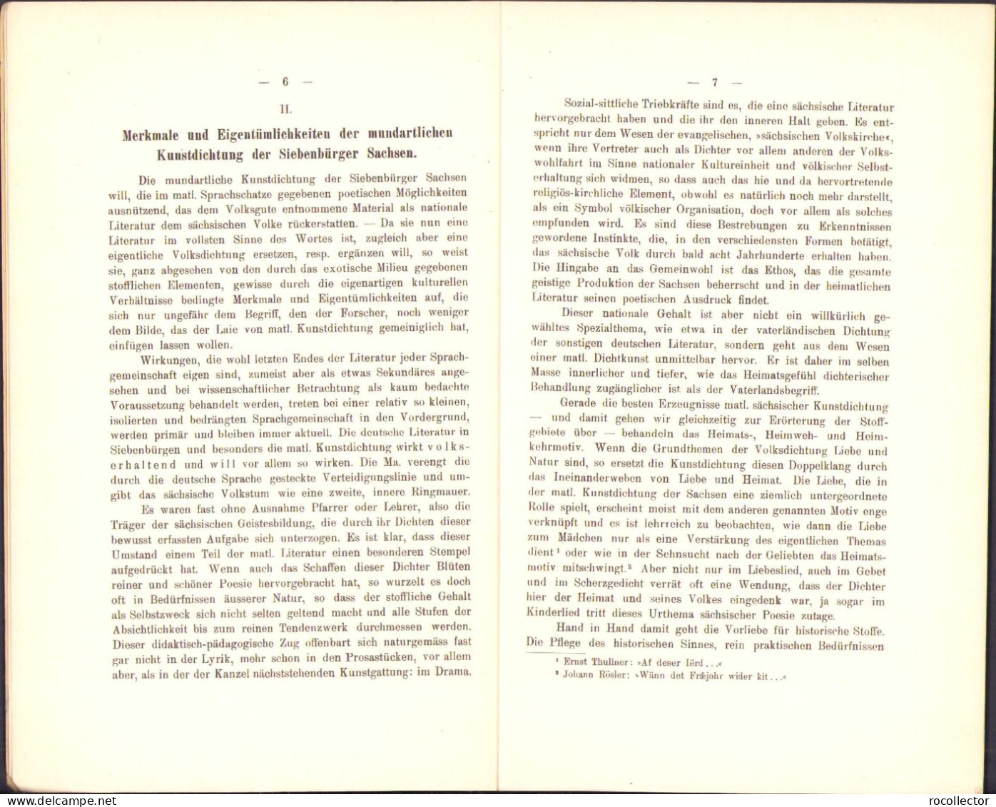 Die Mundartliche Kunstdichtung Der Siebenbürger Sachsen Von Rudolf Hörler 1915 Hermannstadt C508 - Livres Anciens