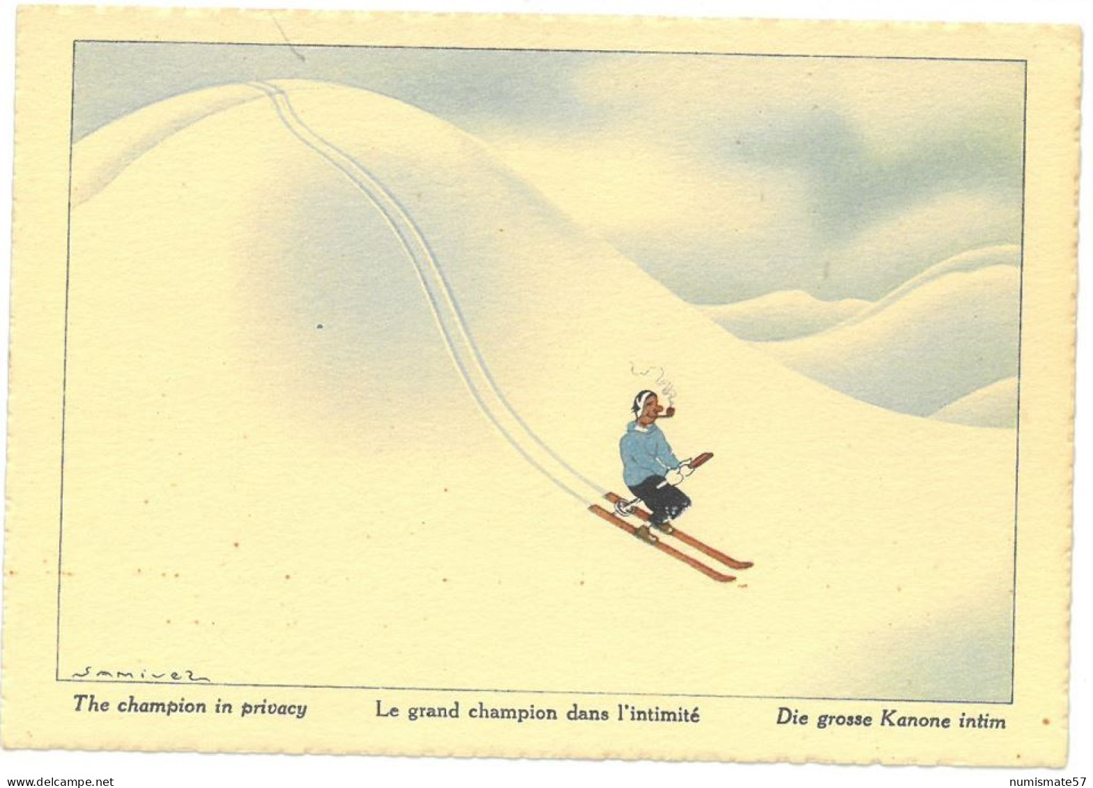 CPSM Illustrateur SAMIVEL - Le Grand Champion Dans L'intimité - The Champion In Privacy - Ed. JANSOL - ( Ski ) - Samivel