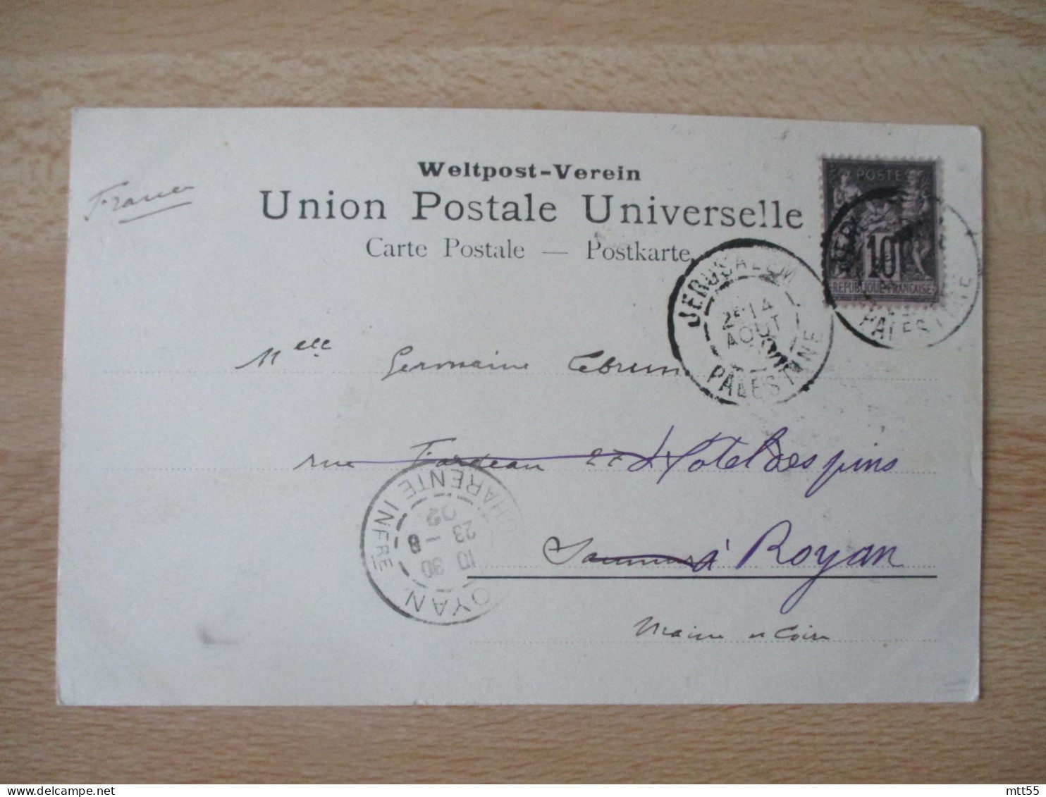 1902 JERUSALEM PALESTINE POSTE FRANCAISE OBLITERATION LETTRE TIMBRE SAGE - Storia Postale