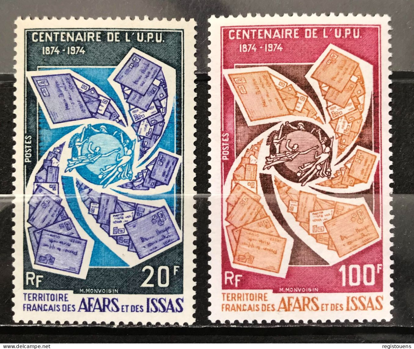 Lot De 2 Timbres Afars Et Issas 1974 - Neufs