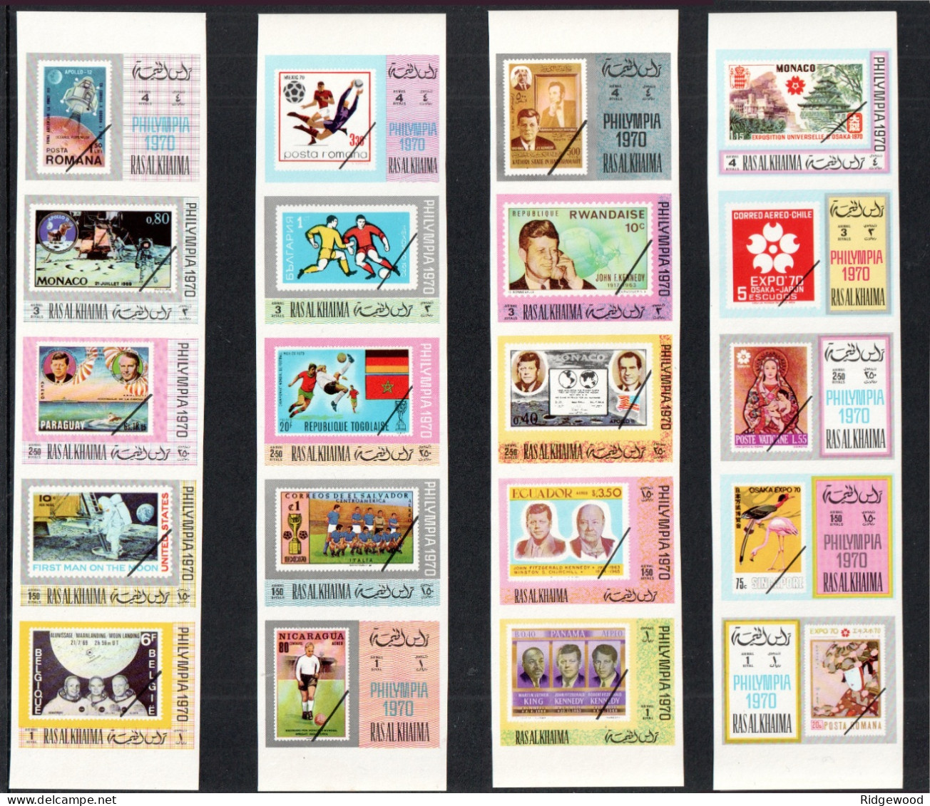 1970 Ras Al Khaimah - Philympia 1970 Complete Set 20 Values - IMPERF - MNH - Ra's Al-Chaima