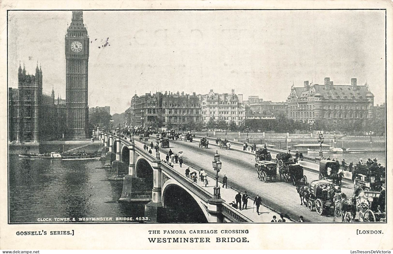 ROYAUME-UNI - Clock Tower & Westminster Bridge - The Famora Carriage Crossing - London - Animé - Carte Postale Ancienne - Tower Of London