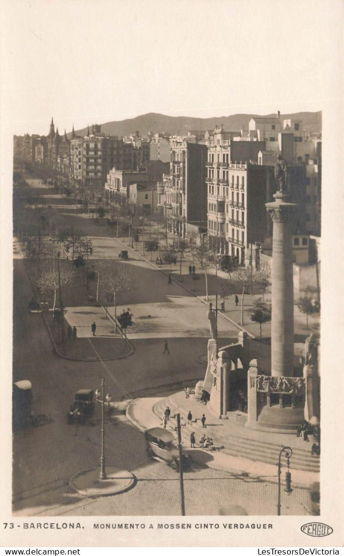 ESPAGNE - Barcelona - Monumento A Mossen Cinto Verdaguer - Voitures - Animé - Carte Postale Ancienne - Barcelona