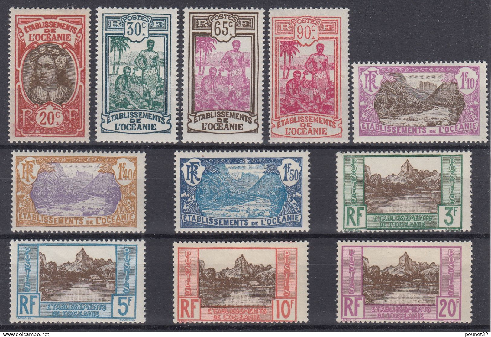 TIMBRE OCEANIE SERIE COMPLETE N° 69/79 NEUFS * GOMME TRACE CHARNIERE - COTE 210 € - Unused Stamps