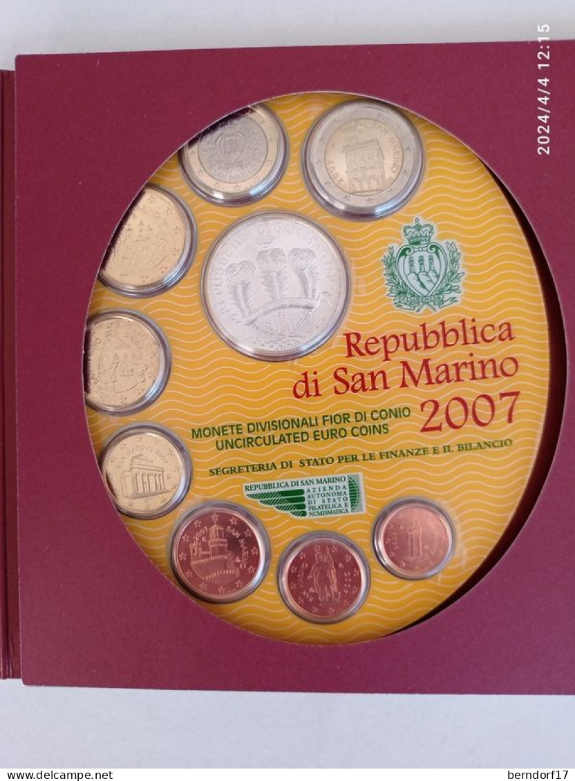 SAN MARINO 2007 - DIVISIONALE - 9 VALORI - San Marino