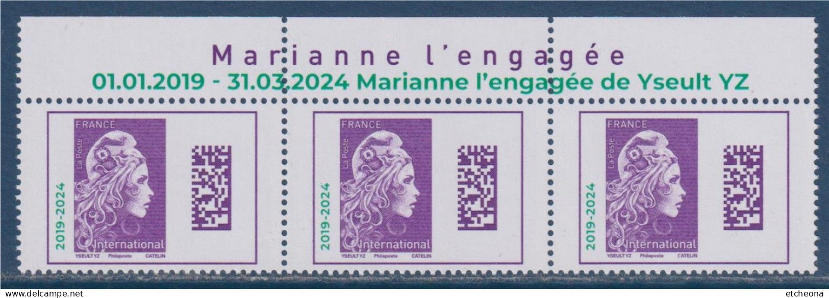 Marianne L'Engagée International Gommé Surchargé 2019/2024 Haut De Feuille Type Du 5291A X3 Voir Texte - 2018-2023 Marianne L'Engagée