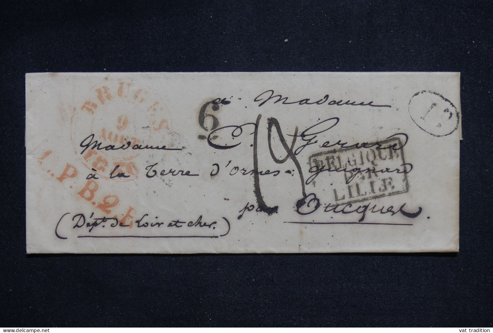 FRANCE - Marque D'Entrée Belgique Par Lille Sur Lettre De Bruges Pour Oucques En 1835  - L 151345 - Entry Postmarks