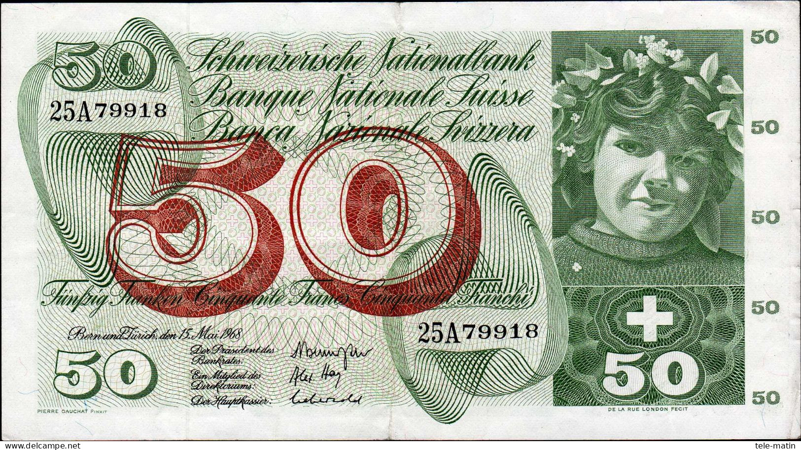 3 Billets Suisse De 5 Frs1947 50 Frs1968 Et 100 Frs 1969 - Autres - Europe
