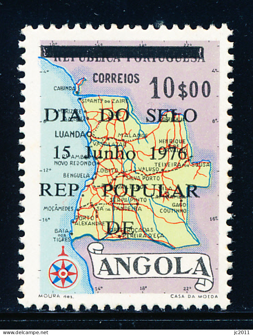 Angola - 1976 - Stamp Day / Map / 1955 Type - Overprinted - MNG - Angola