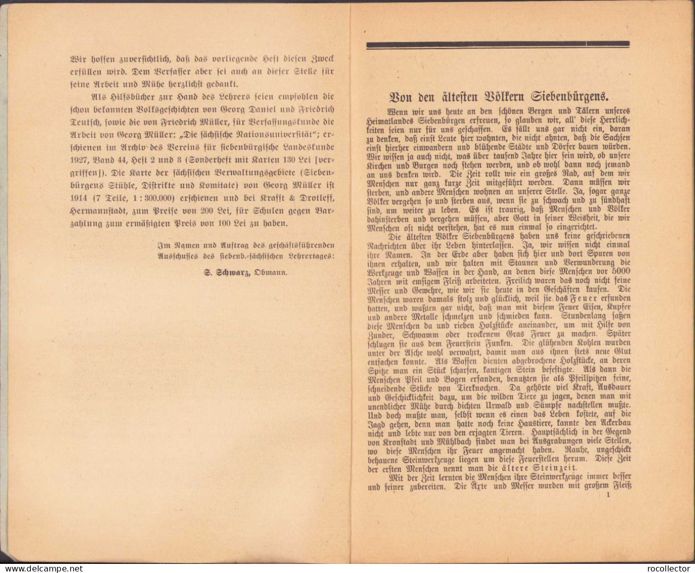 Bilder Aus Der Heimischen Geschichte. I Teil Von Hermann Rehner, 1933 Hermannstadt C286 - Oude Boeken