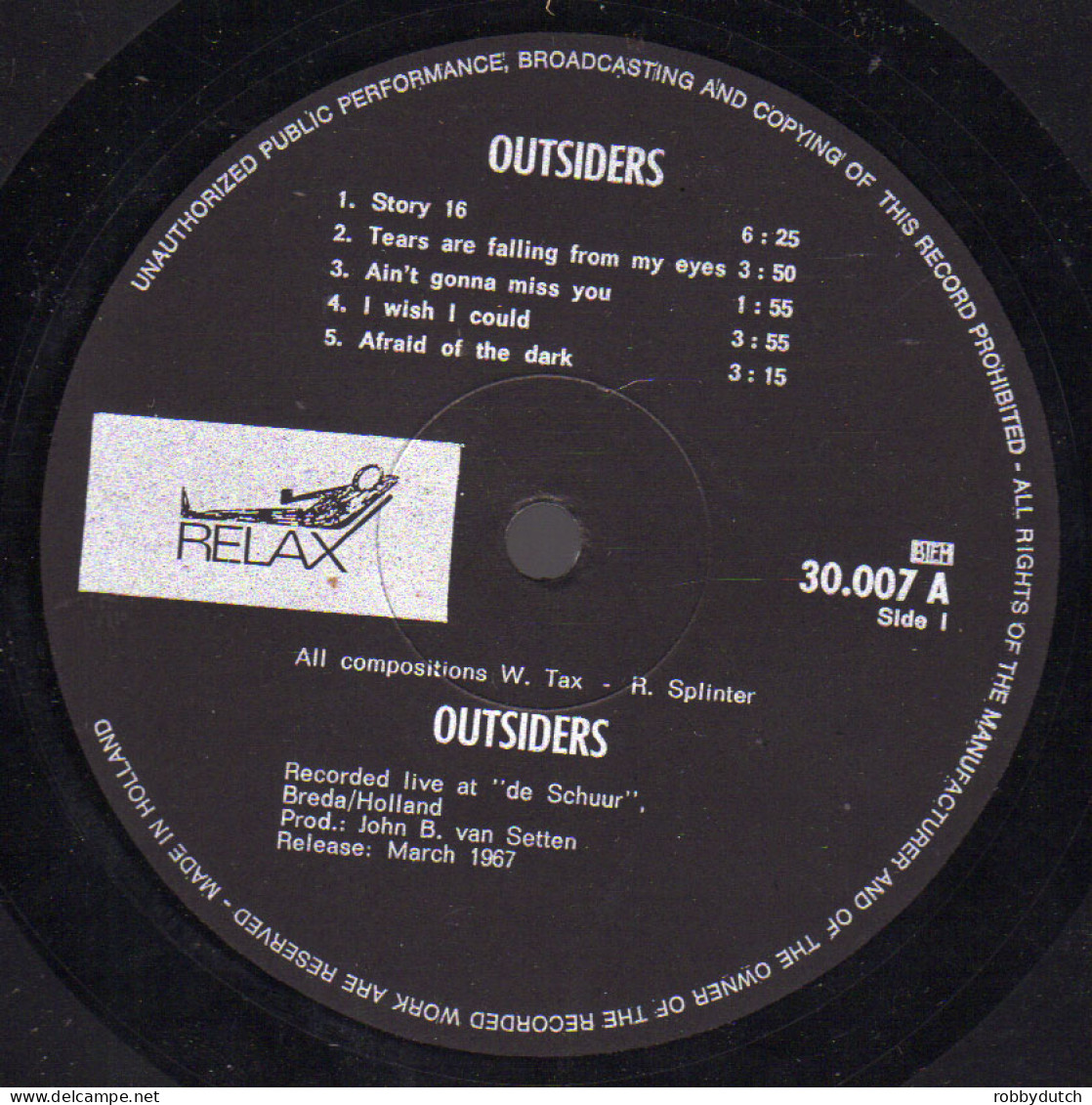 * LP *  THE OUTSIDERS - OUTSIDERS (Holland 1967 EX-) - Rock