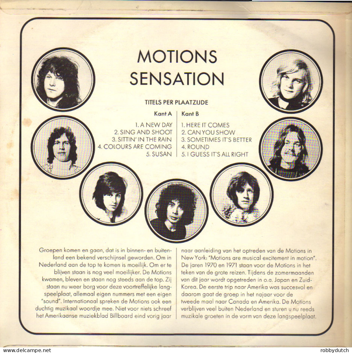 * LP *  THE MOTIONS - SENSATION (Holland 1970 EX-) - Rock