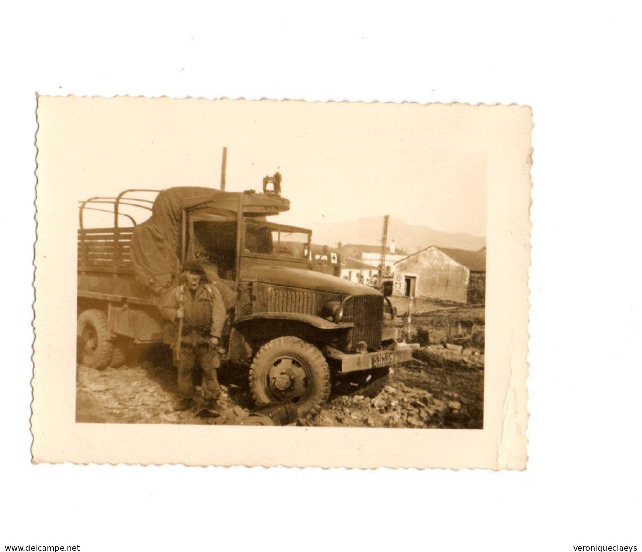 Photo Ancienne Militaire Camion Transport De Troupes C1/9 - 1939-45