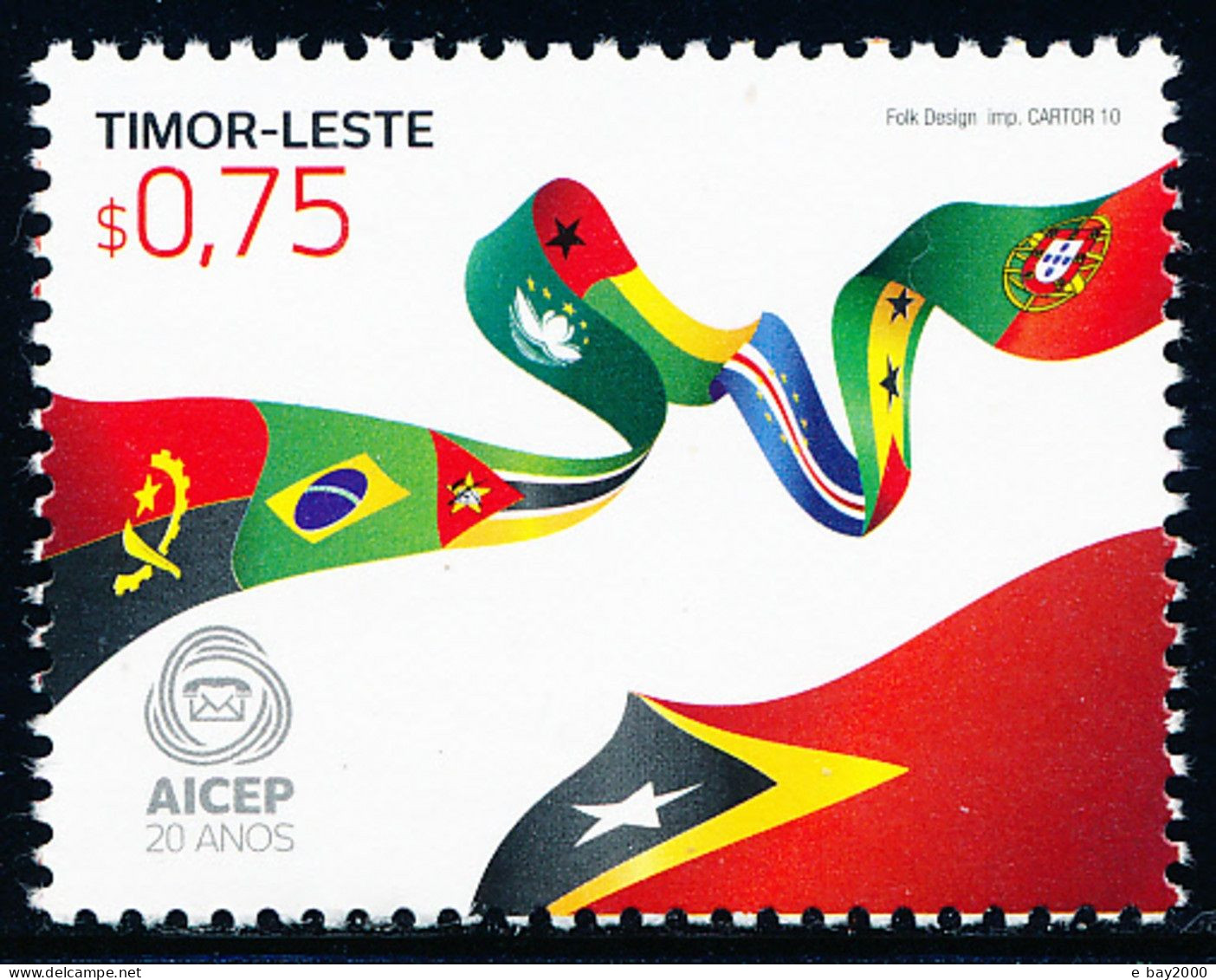 East Timor 2010 - 10 Years AICEP, Flags Stamp MNH - Oost-Timor