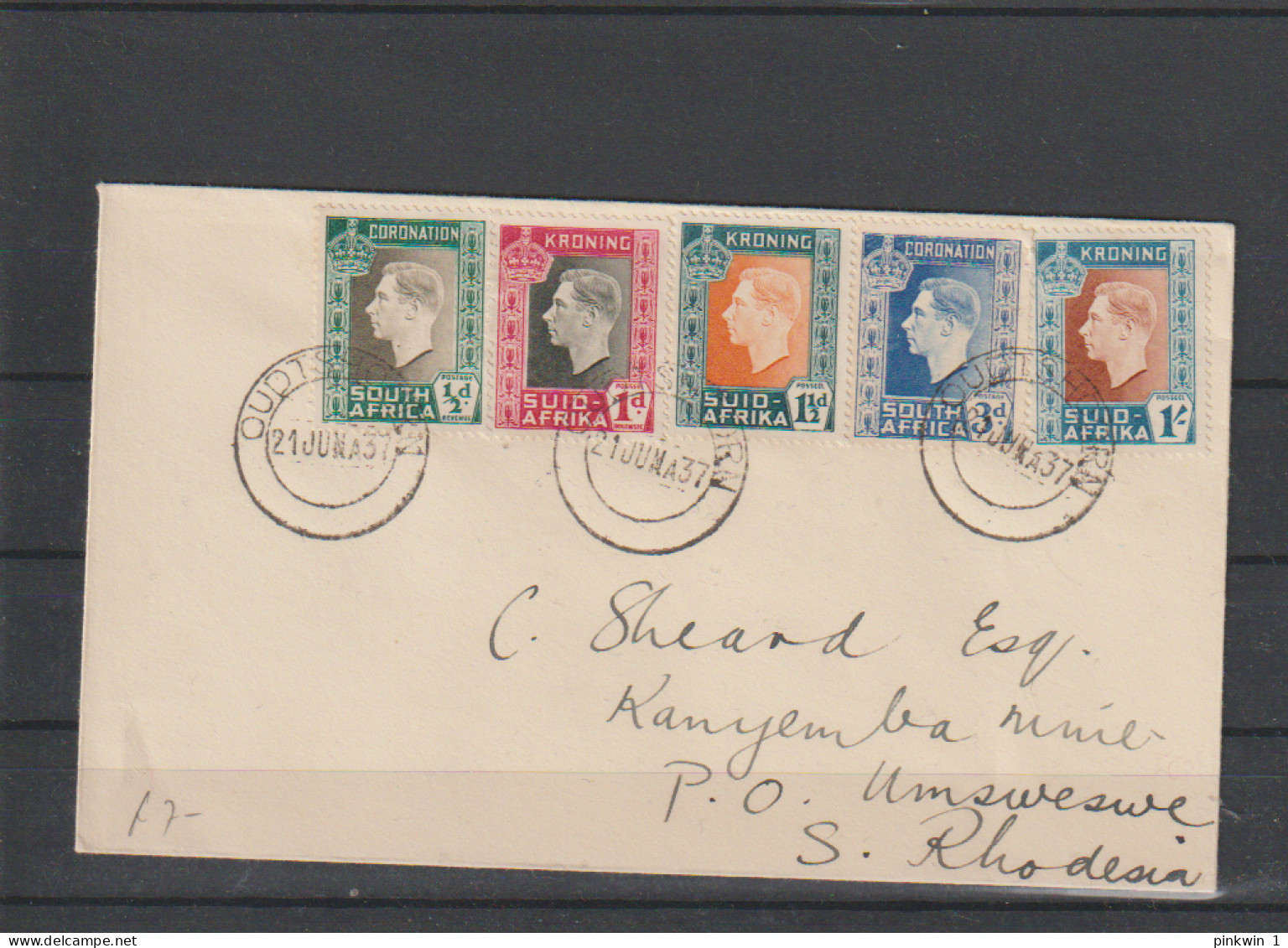 Zuid-Afrika Cover To Rhodesia From 1937 - Cartas