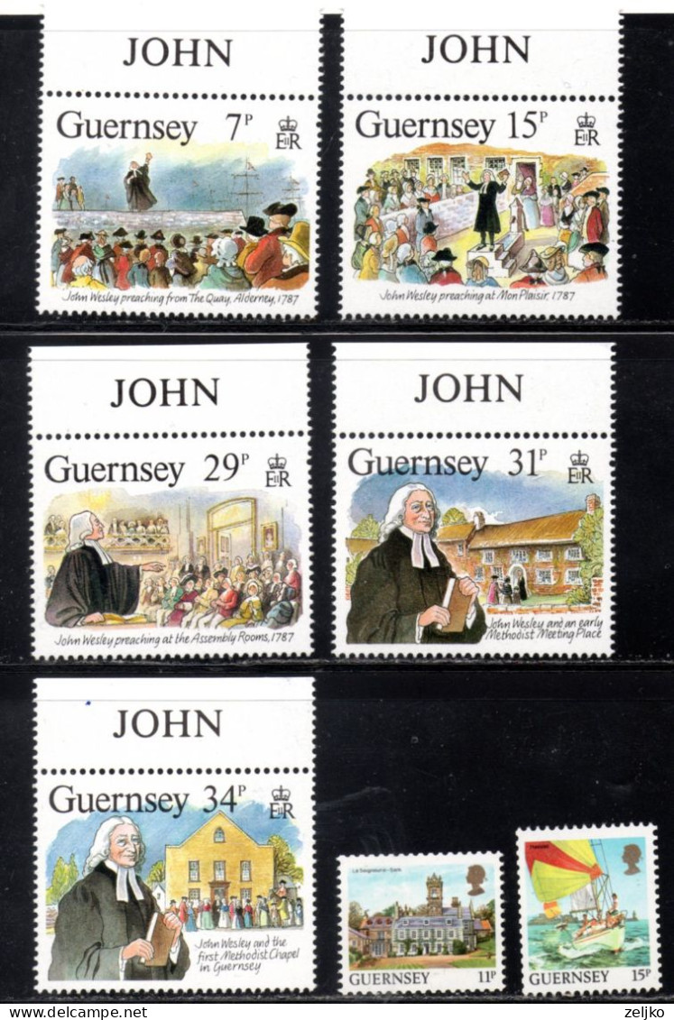 UK, GB, Great Britain, Guernsey, MNH, 1987, Michel 385 - 407, Complete Year_ - Guernsey