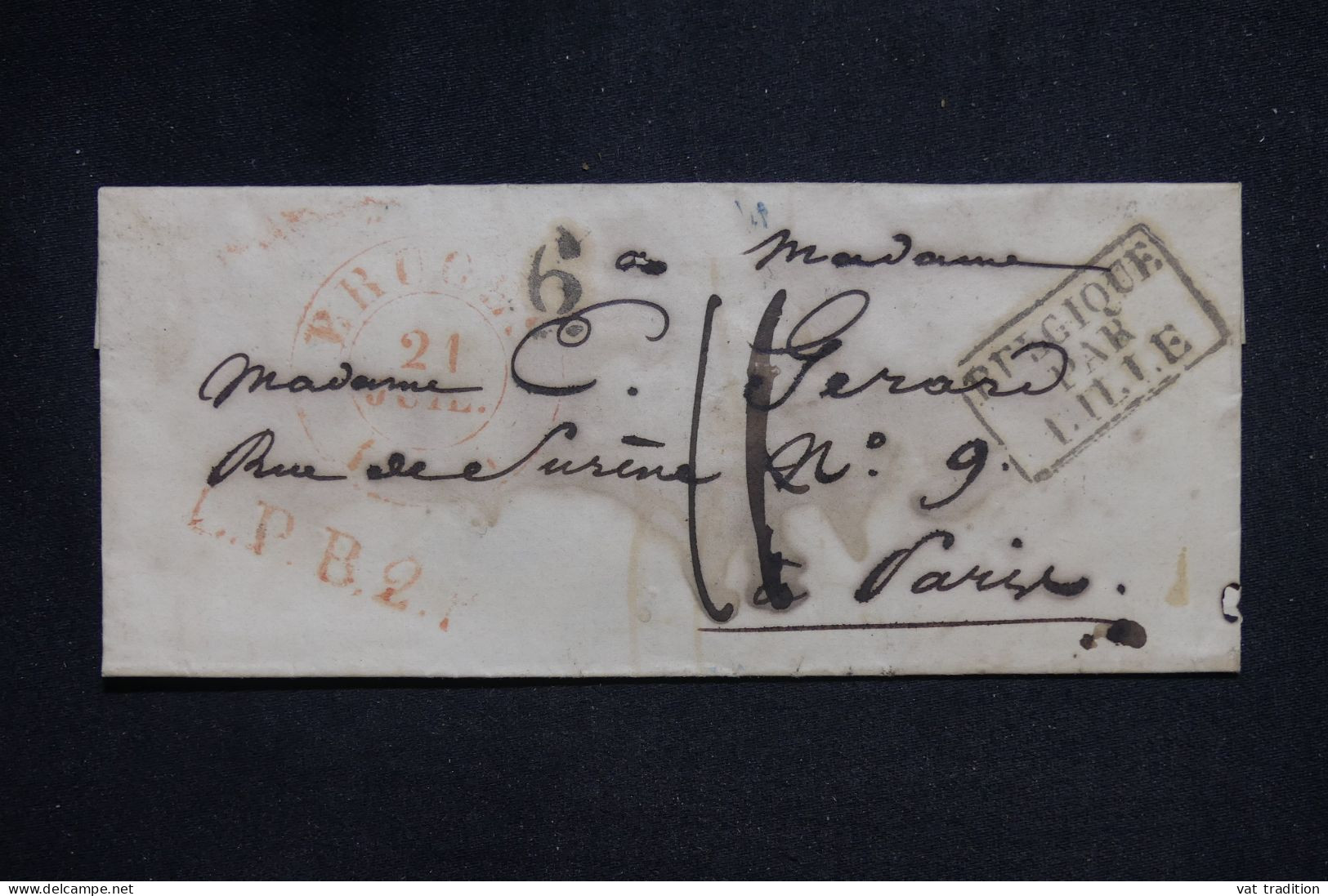 FRANCE - Cachet D'entrée Belgique Par Lille Sur Lettre De Bruges Pour Paris En 1836  - L 151353 - Entry Postmarks