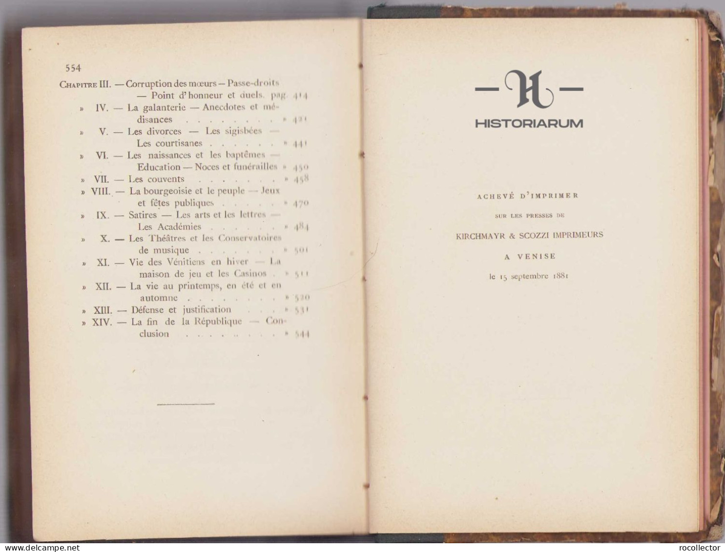 La Vie Privee A Venise Depuis Les Premiers Temps Jusqu’a La Chute De La Republique Par P. G. Molmenti, 1882 C83 - Old Books