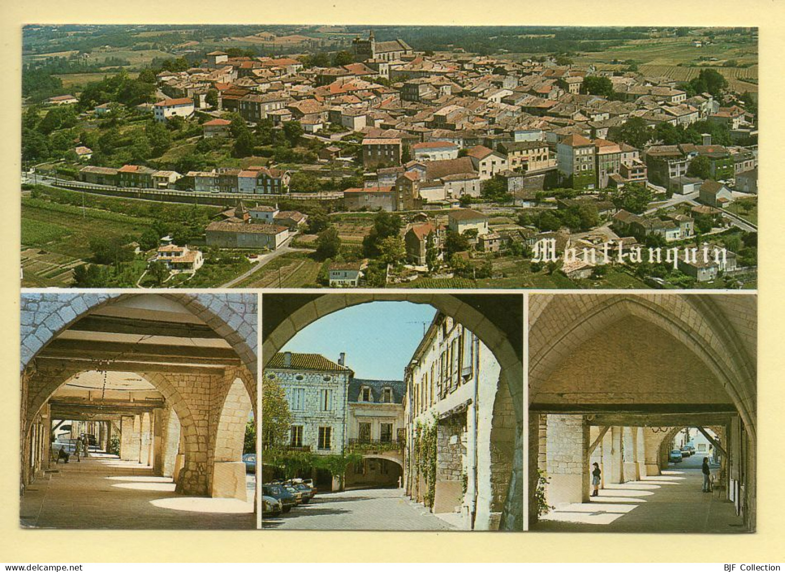 47. MONFLANQUIN – Vue Aérienne / Les Arcades (animée) (voir Scan Recto/verso) - Monflanquin