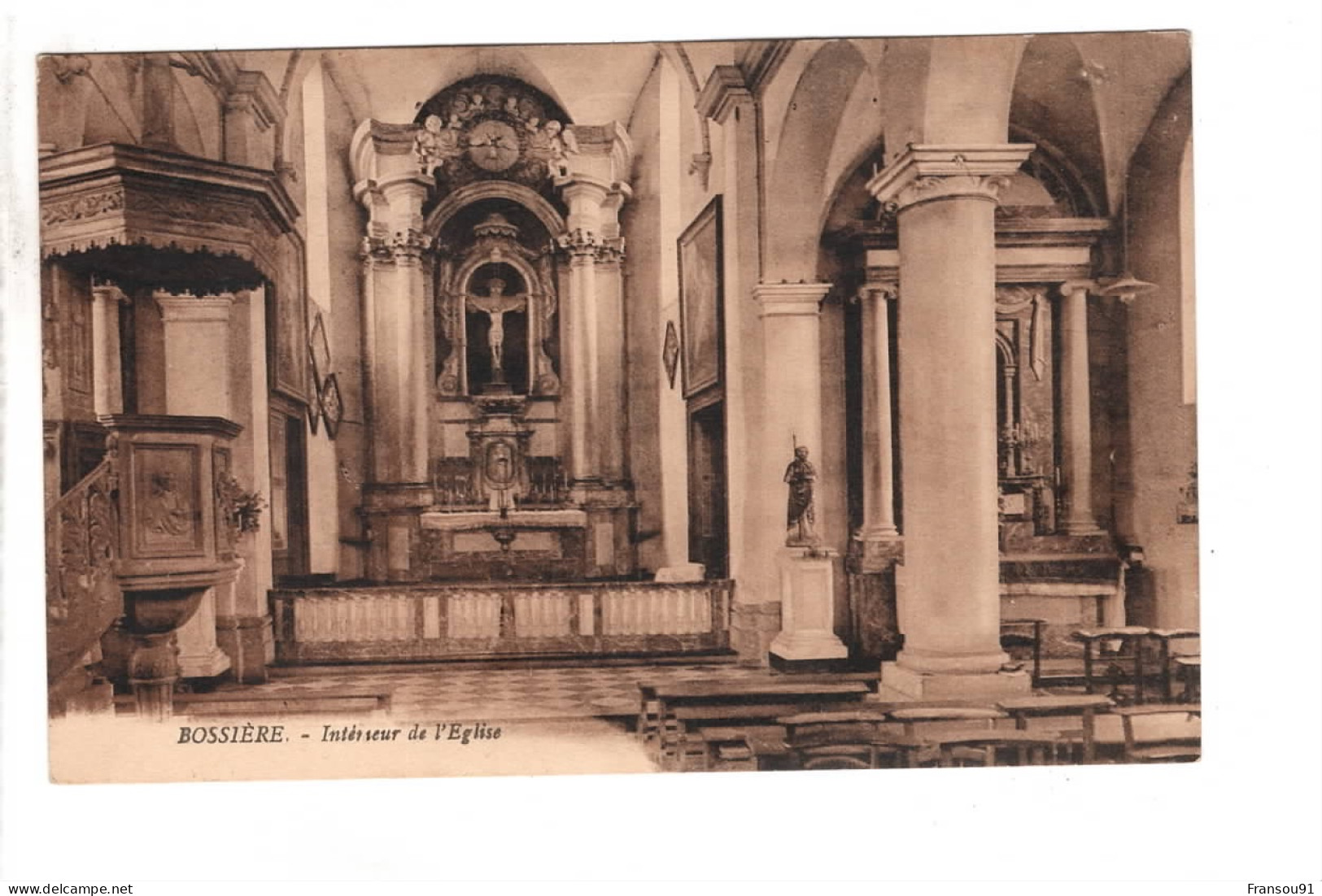 Bossières Intérieur De L'Eglise ( Carte Peu Courante ) - Gembloux