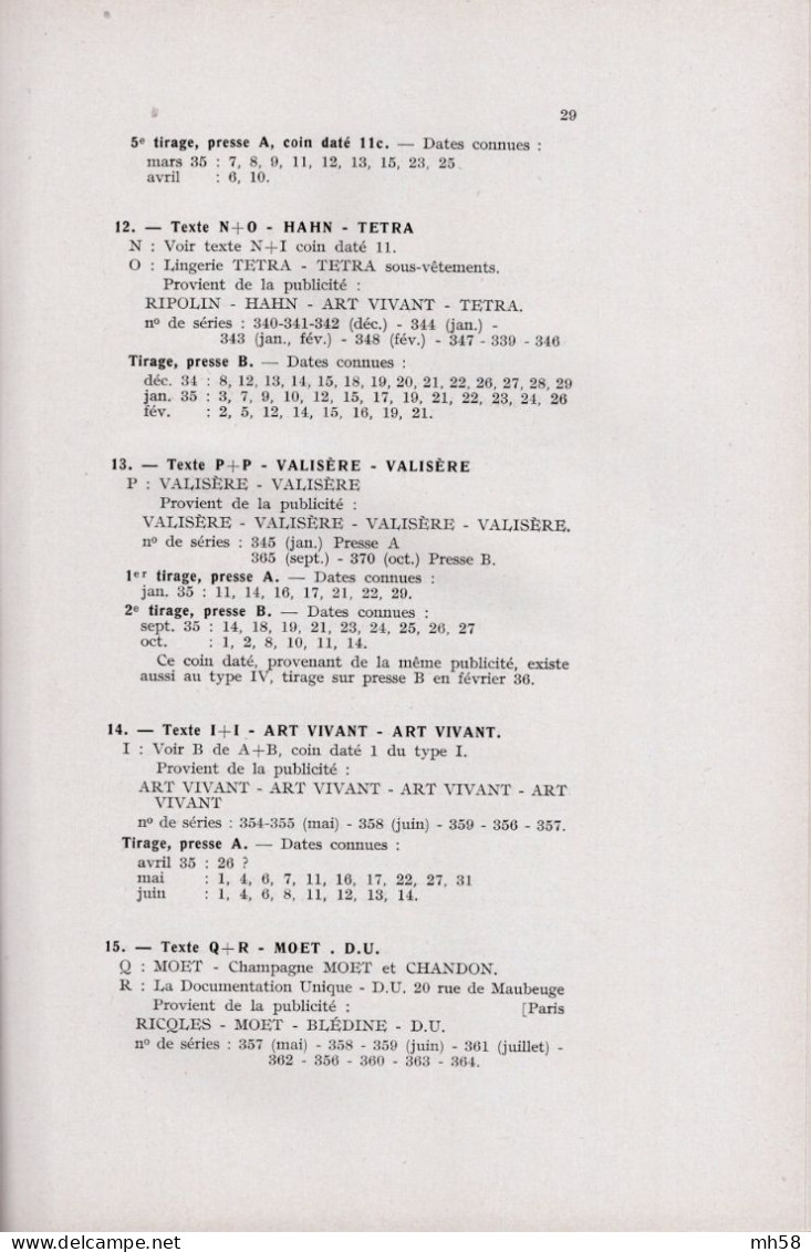 A. TEISSIER 1956 - Carnets De Timbres-poste France Et Colonies - Impression Sur Rotatives Avec Dateurs - Philatelie Und Postgeschichte