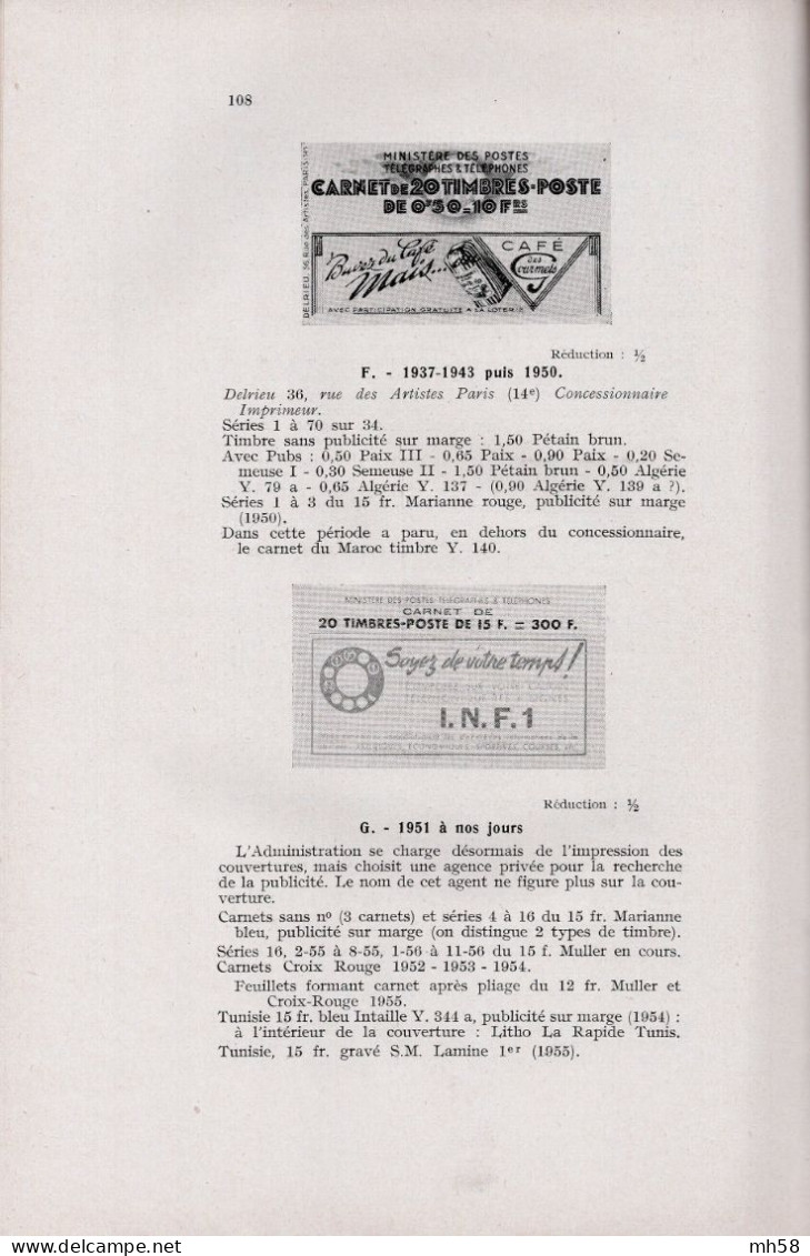 A. TEISSIER 1956 - Carnets de timbres-poste France et Colonies - Impression sur rotatives avec dateurs