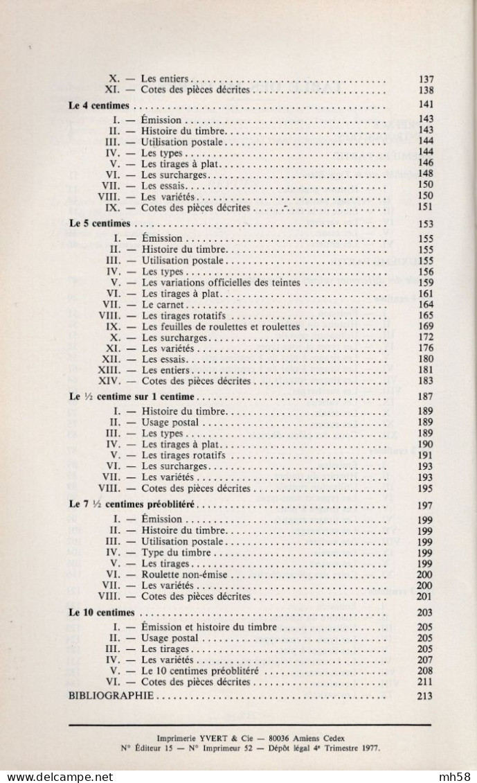 STORCH FRANÇON 1977 - Monographie Des Timbres Au Type Blanc - Filatelie En Postgeschiedenis