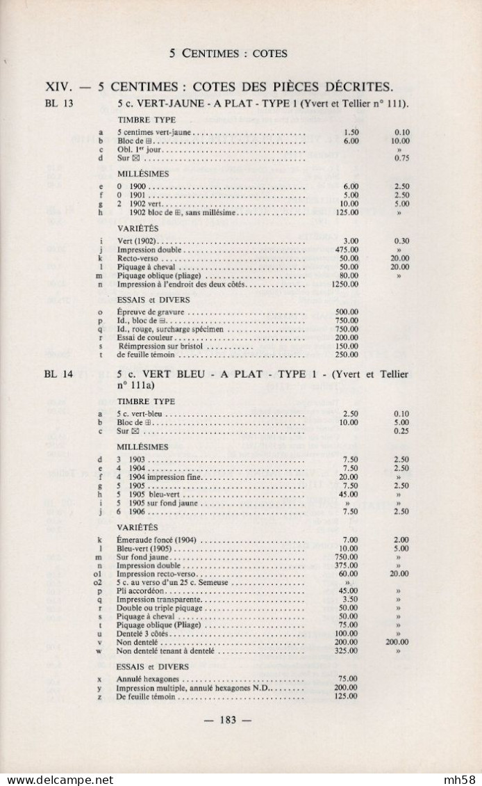 STORCH FRANÇON 1977 - Monographie des timbres au type Blanc