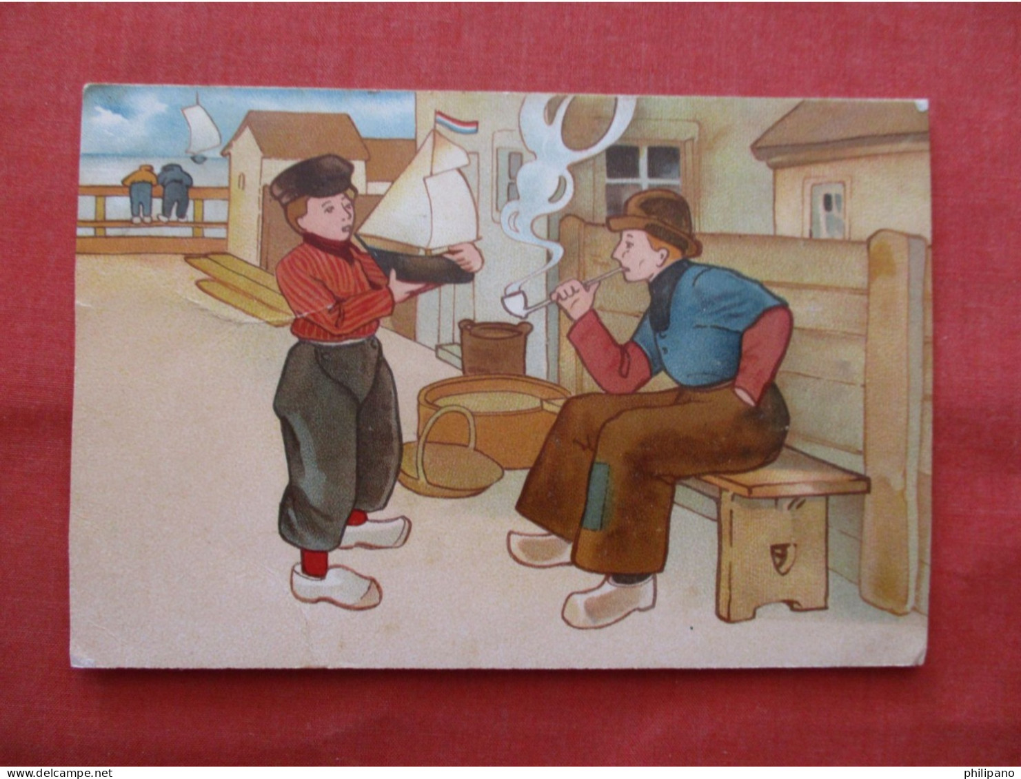 Dutch Pipe Smoking Man & Toy Boat Boy~  Ref 6370 - Europe