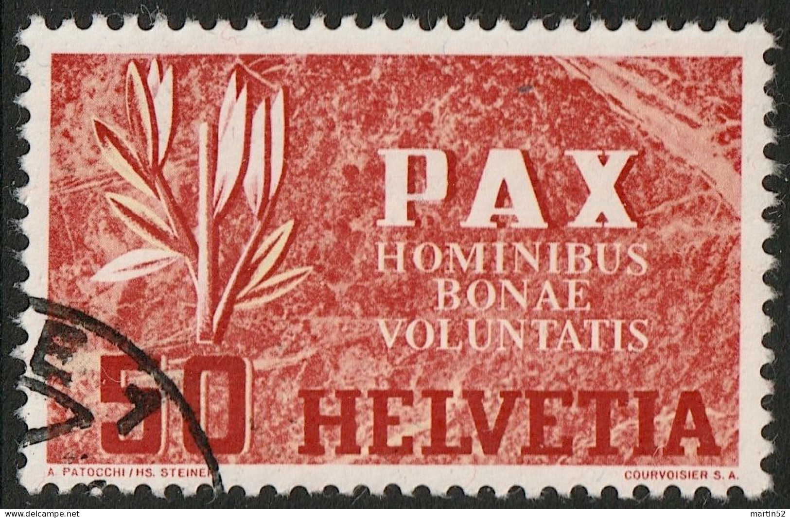 Schweiz Suisse PAX 1945: Zu 267 Mi 452 Yv 410 (Olivenzweig 50c) Mit Eck-Stempel Von LAUSANNE 1 Ul  (Zumstein CHF 33.00) - Oblitérés