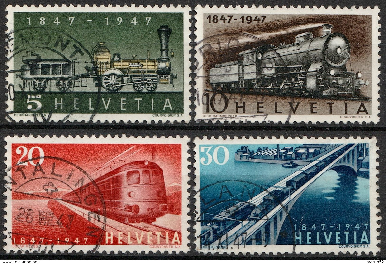 Schweiz Suisse 1947: Eisenbahn Chemin De Fer Zu 277-280 Mi 484-487 Yv 441-444 Mit Stempel Von ILANZ  (Zumstein CHF 6.00) - Used Stamps