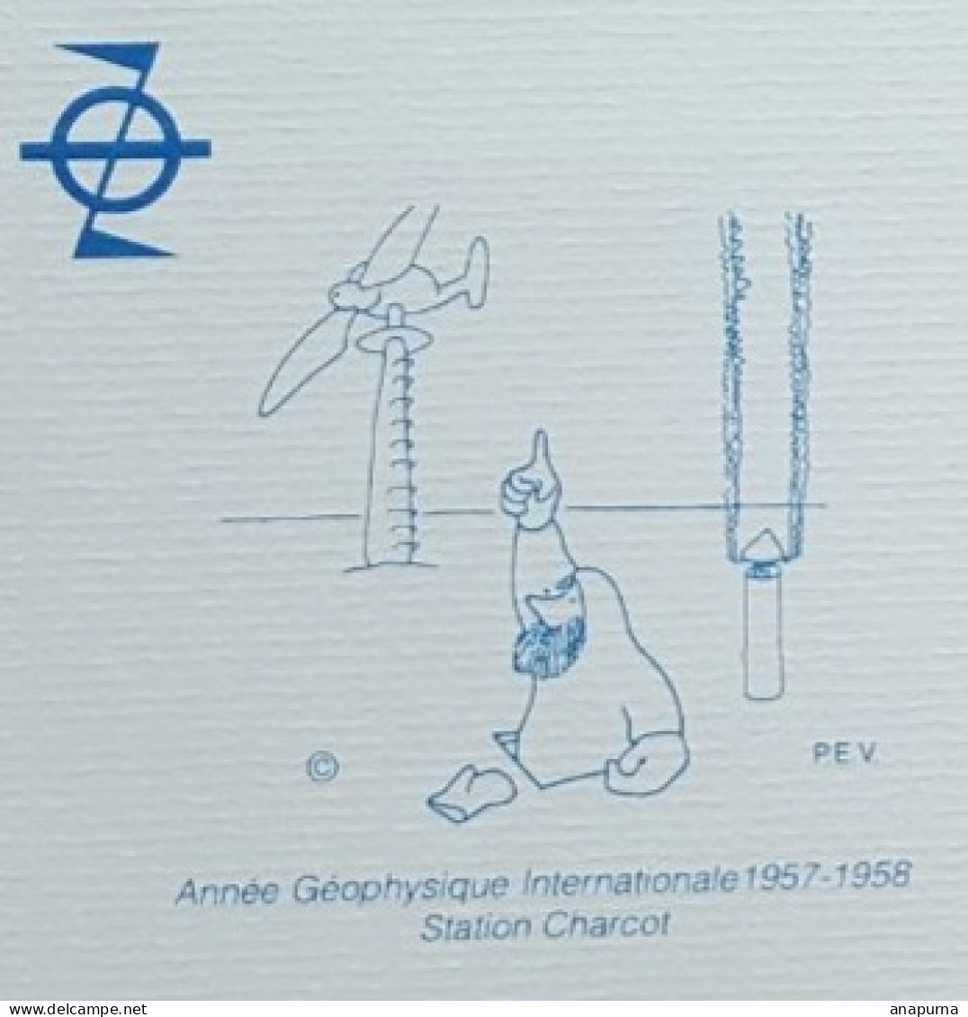 EPF Missions Paul Emile Victor, Dessin PEV. 40eme Anniversaire AGI. TP TAAF Obl Terre Adélie 1 Nov 1998. Cachet Base DD - Brieven En Documenten