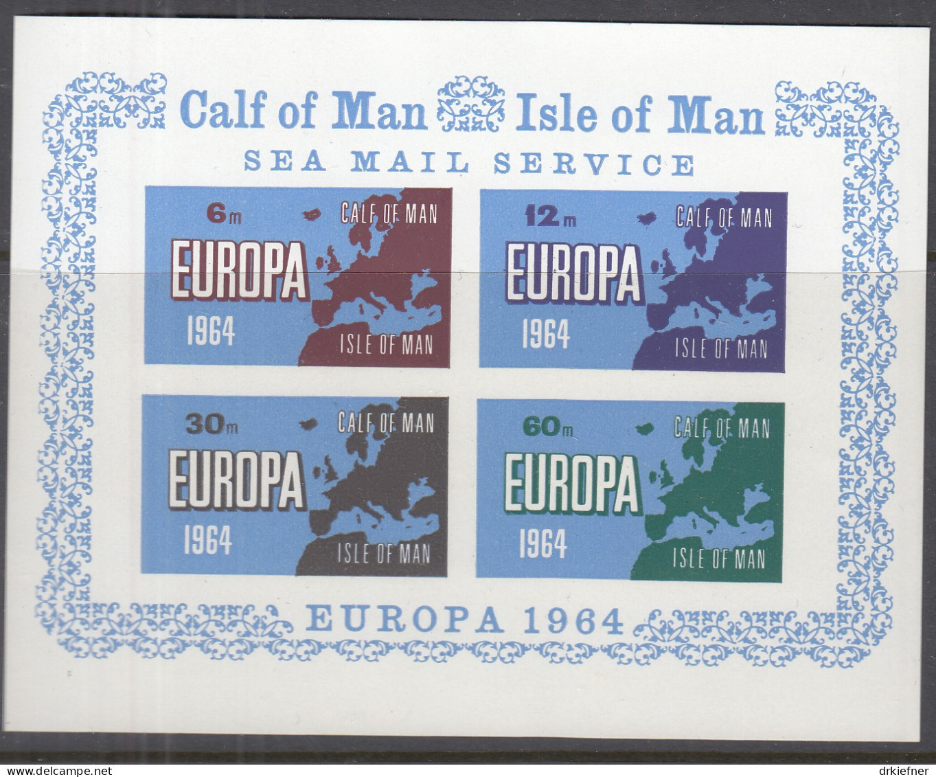 CALF OF MAN (Isle Of Man), Nichtamtl. Briefmarken: Kleinbogen 4erBlock, Postfrisch **,  Europa 1964 - Isla De Man