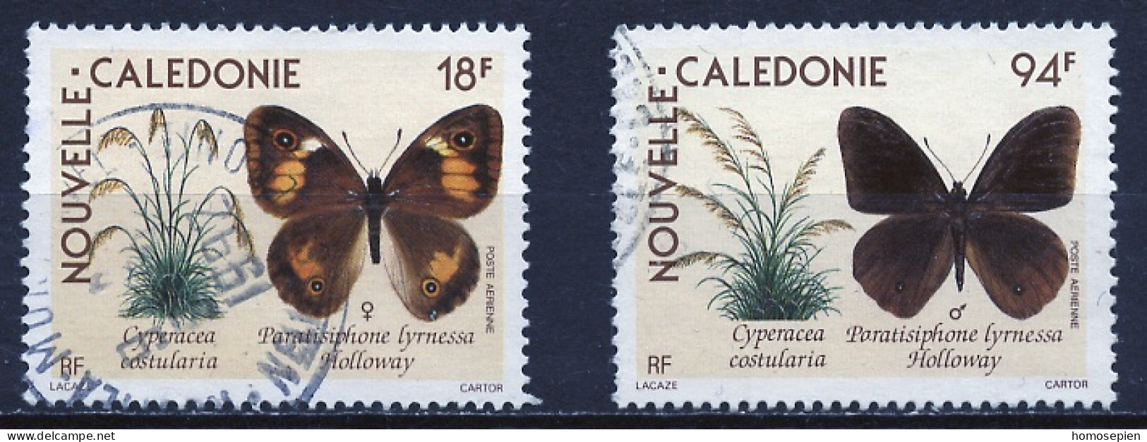 Nouvelle Calédonie - Neukaledonien Poste Aérienne 1990 Y&T N°PA265 à 266 - Michel N°(?) (o) - Papillons - Usados