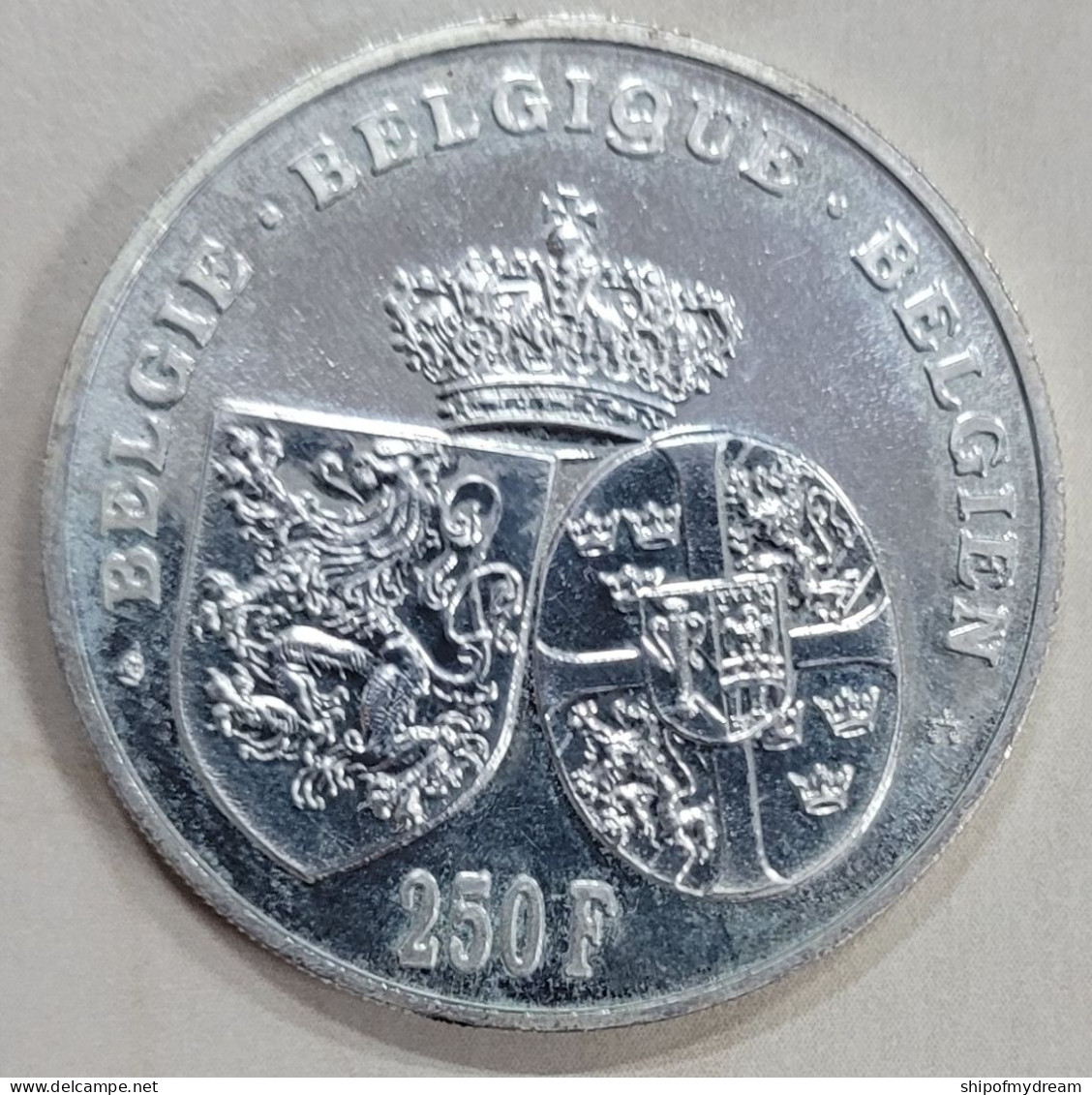Belgium Silver 250 Franc 1995. KM-199. Death Of Queen Astrid - 250 Francs
