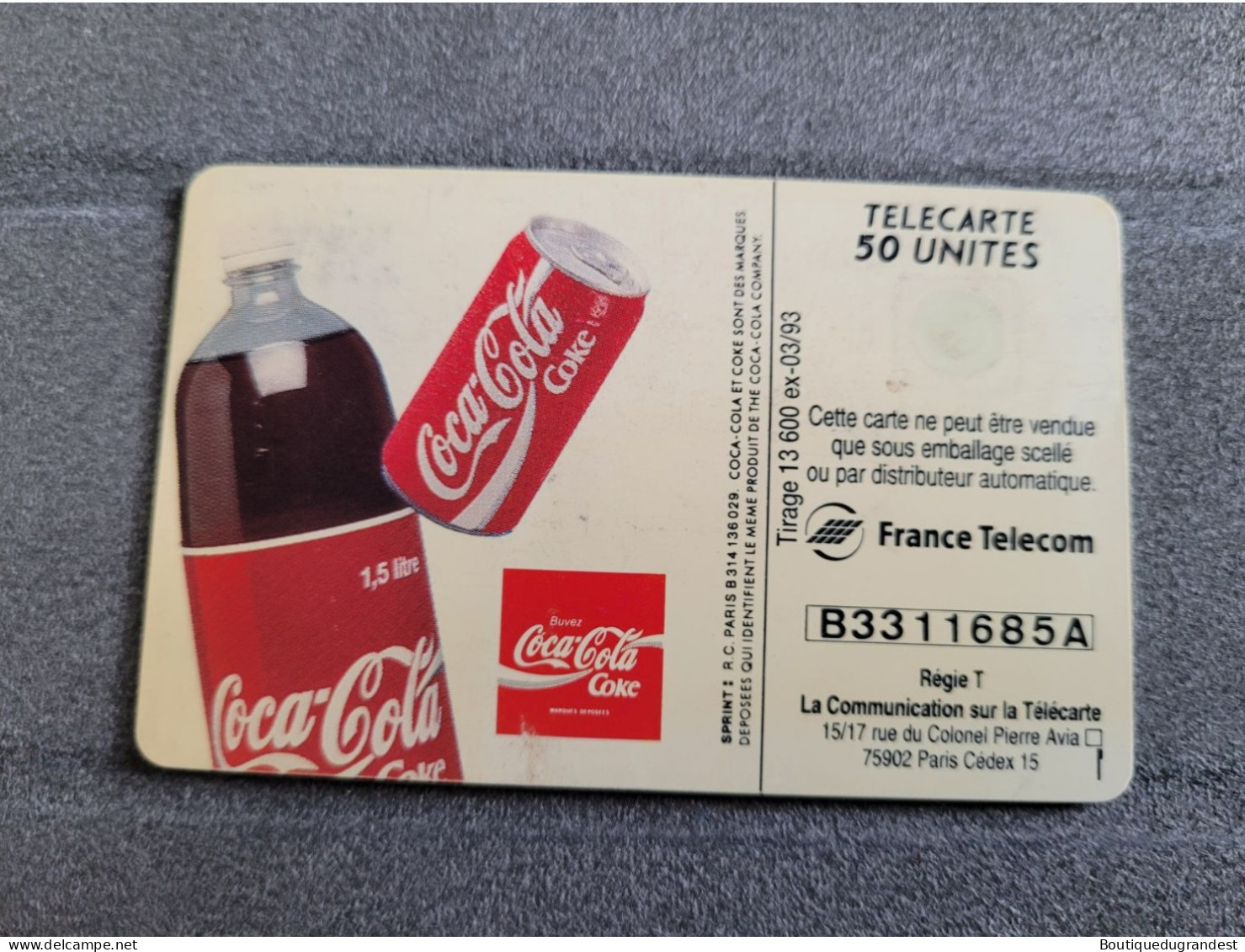 Télécarte 50 Unités Coca Cola - Reclame