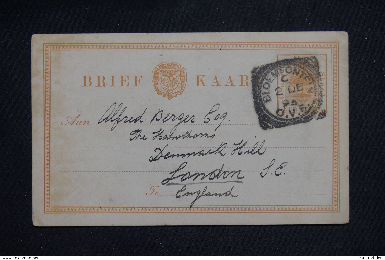 ETAT LIBRE D'ORANGE - Entier Postal Pour Londres En1895  - L 151371 - Orange Free State (1868-1909)