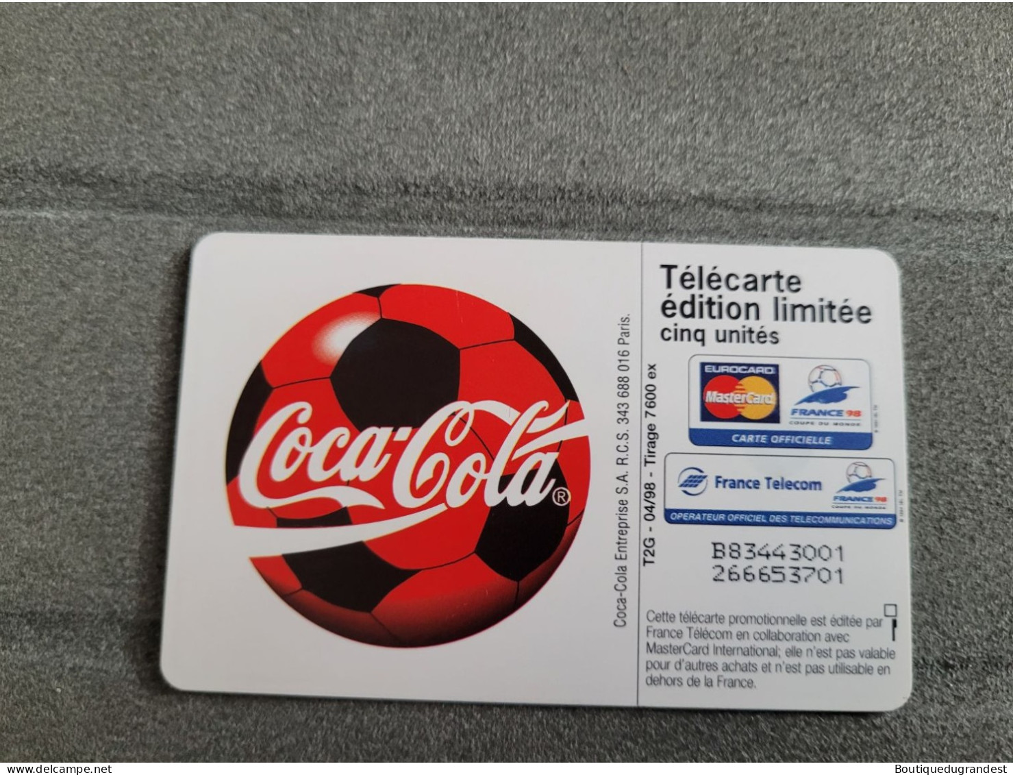 Télécarte Cinq Coca Cola - Reclame