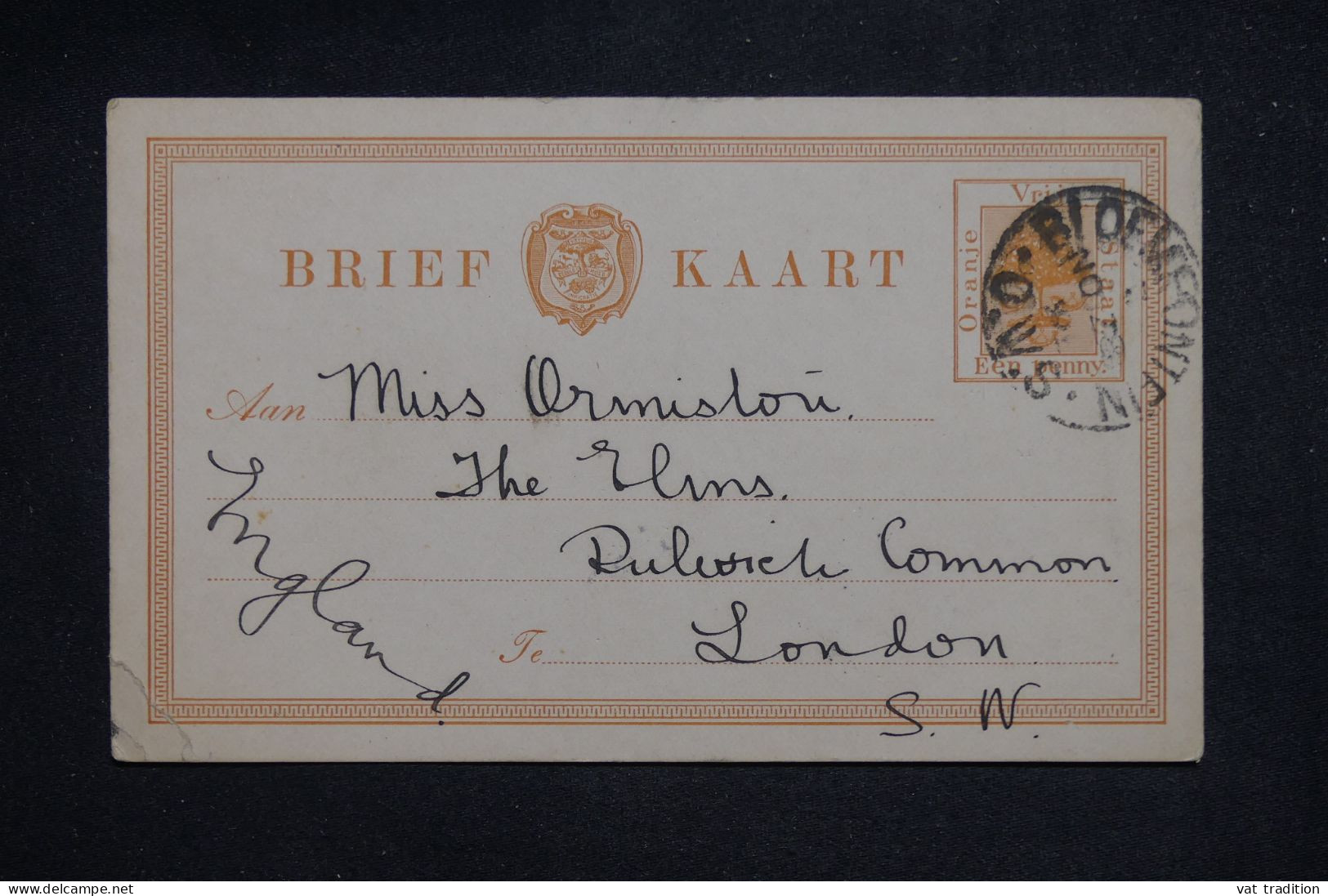 ETAT LIBRE D'ORANGE - Entier Postal De Bloemfontein Pour Londres  - L 151372 - Oranje-Freistaat (1868-1909)