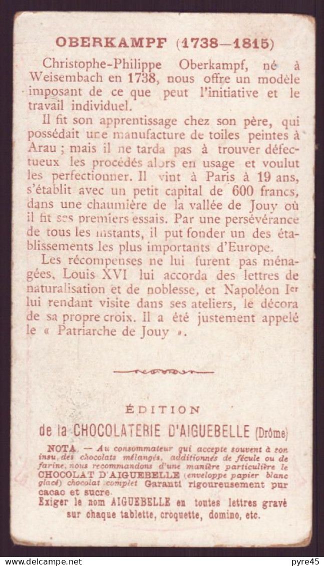 Chromo " Chocolaterie D' Aiguebelle " Les Héros Du Travail, Oberkampf - Aiguebelle