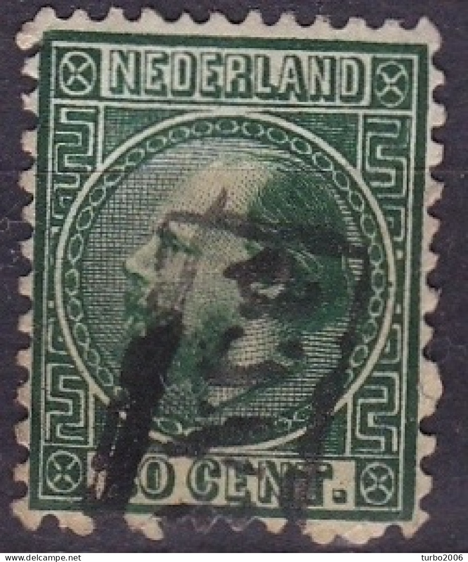 1867-68 Koning Wilhelm III 20 Cent Groen Kamtanding 12¾ : 11¾ Gestempeld NVPH 10 I A - Gebraucht